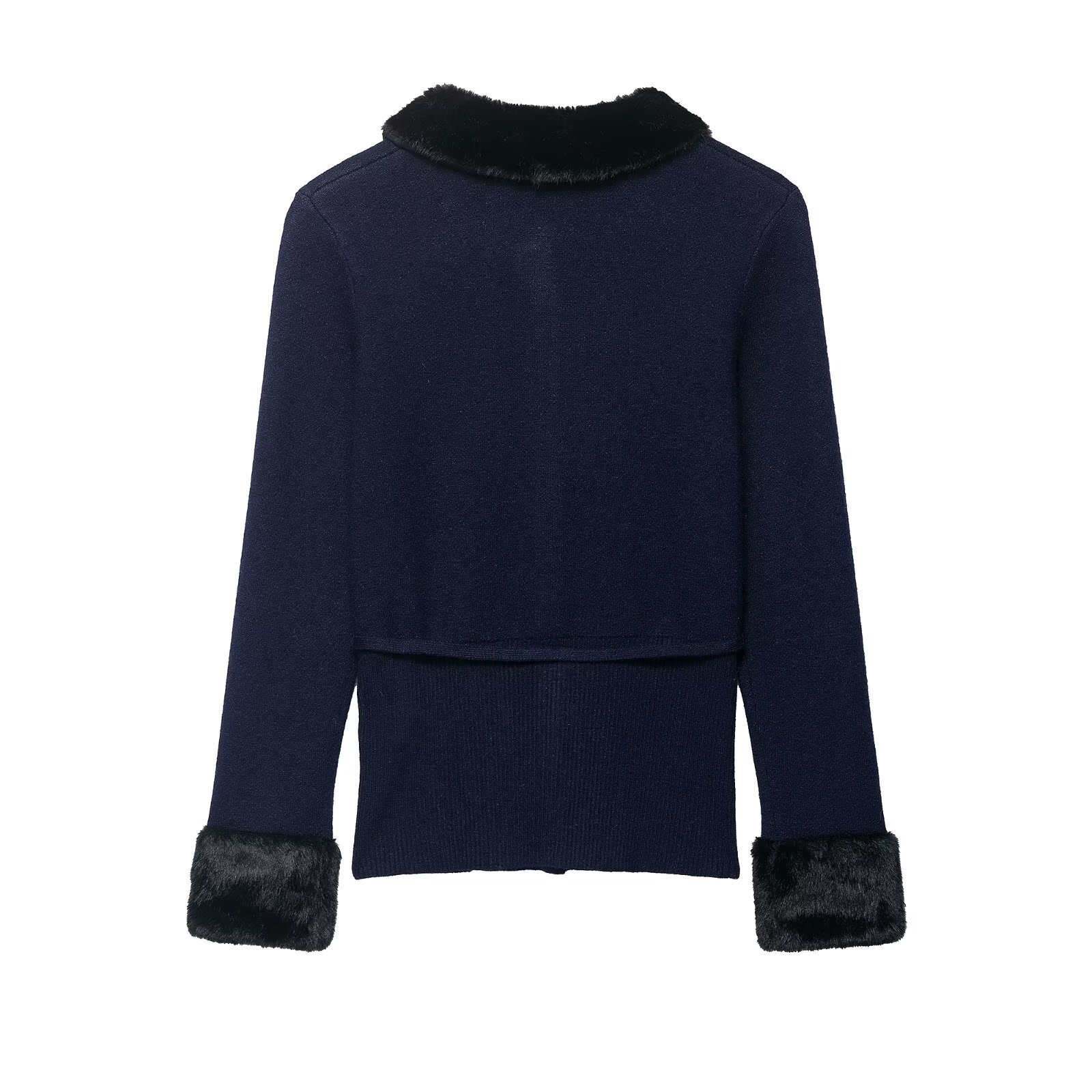 Kall Shopping Kall Shopping Faux Fur Trim Knit Cardigan free size size: free size
