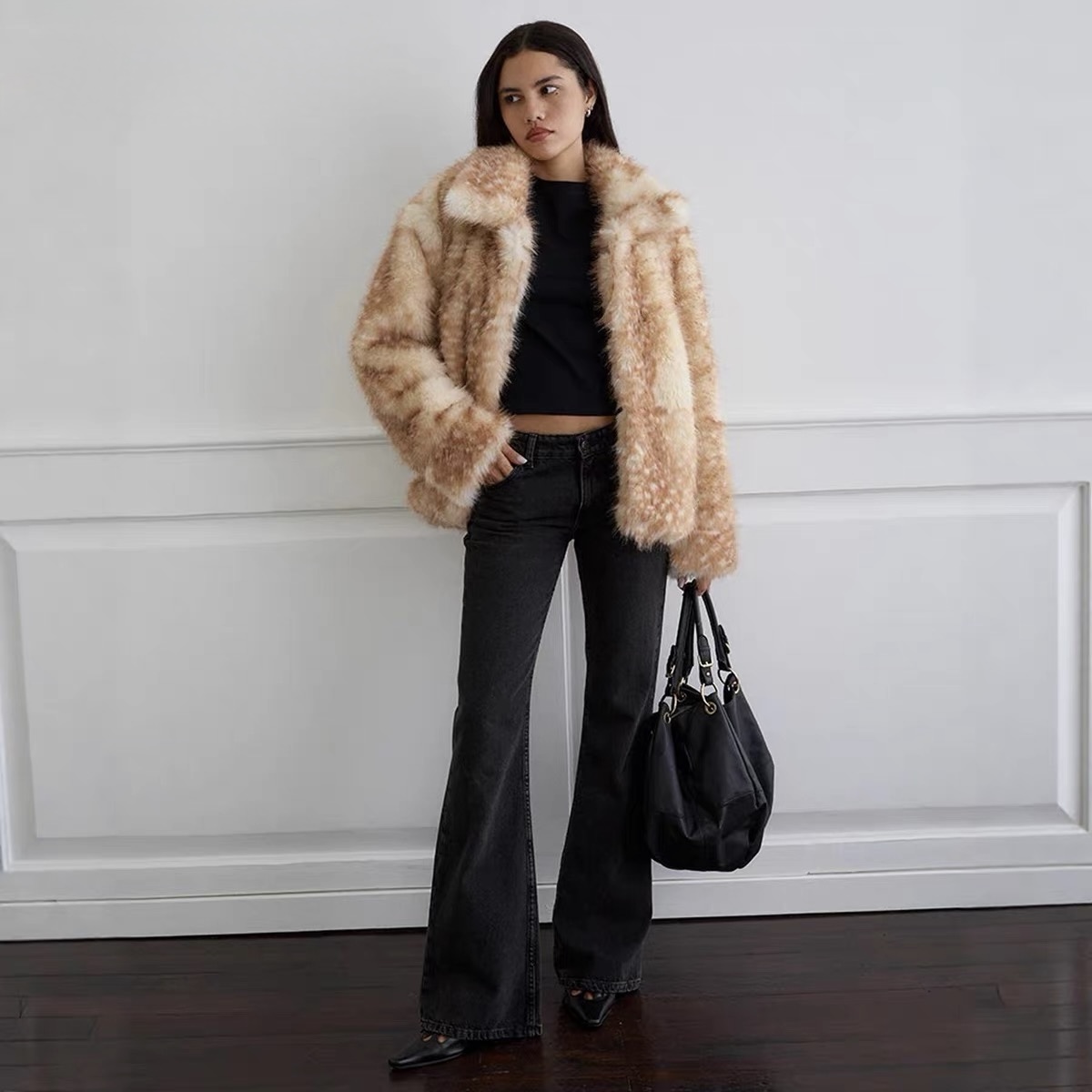 Kall Shopping Kall Shopping Faux Fur Animal Print Jacket