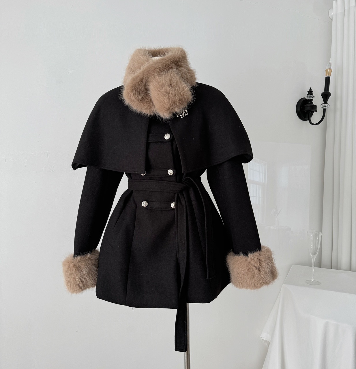 Kall Shopping Kall Shopping Faux Fur Trim Cape Coat