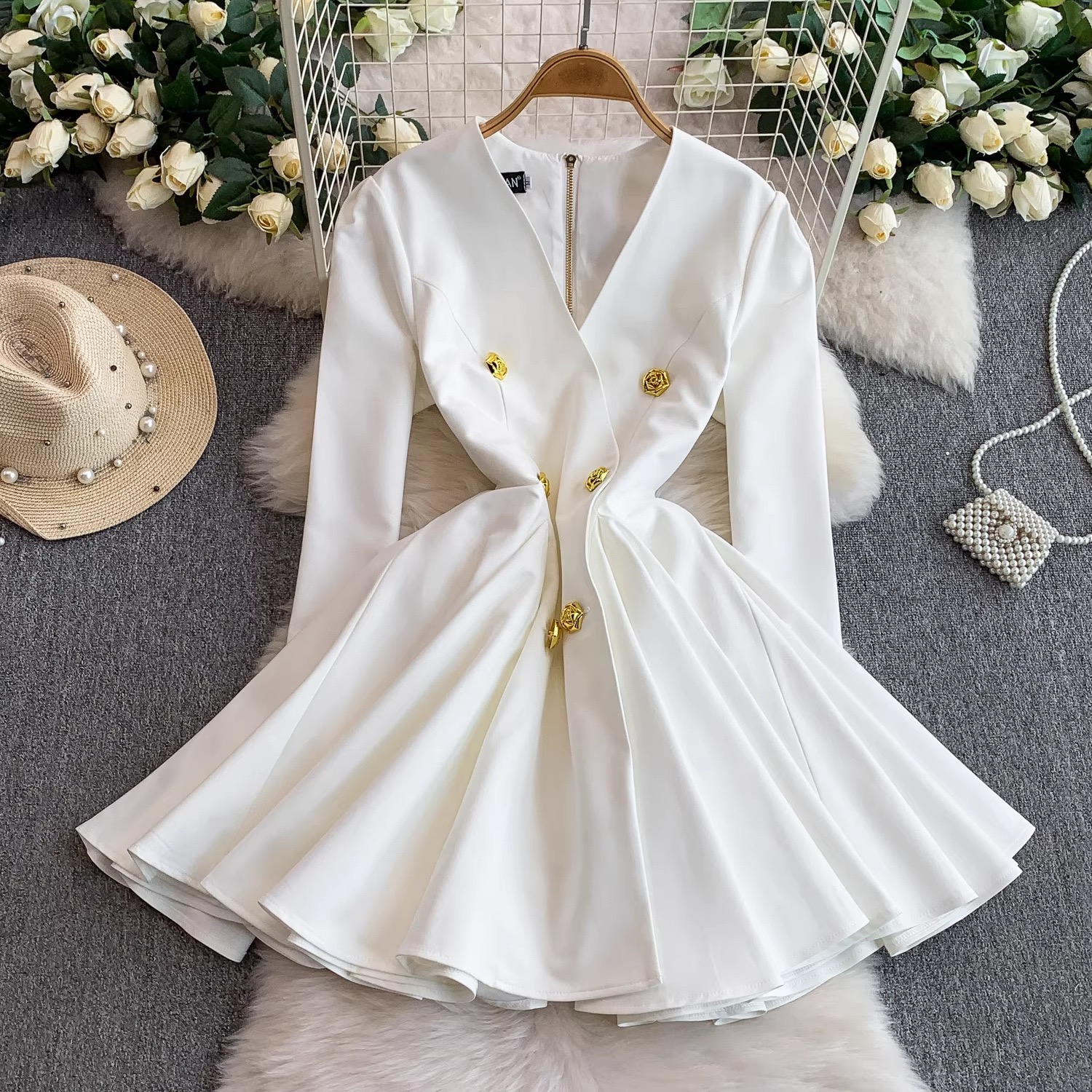 Kall Shopping Kall Shopping Pleated Waist Blazer Mini Dress